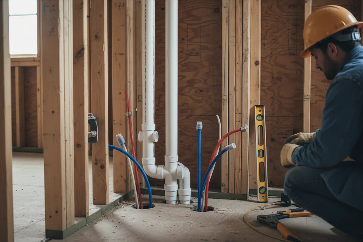 Drain and supply rough-in during Drain Cleaning in Middlefield